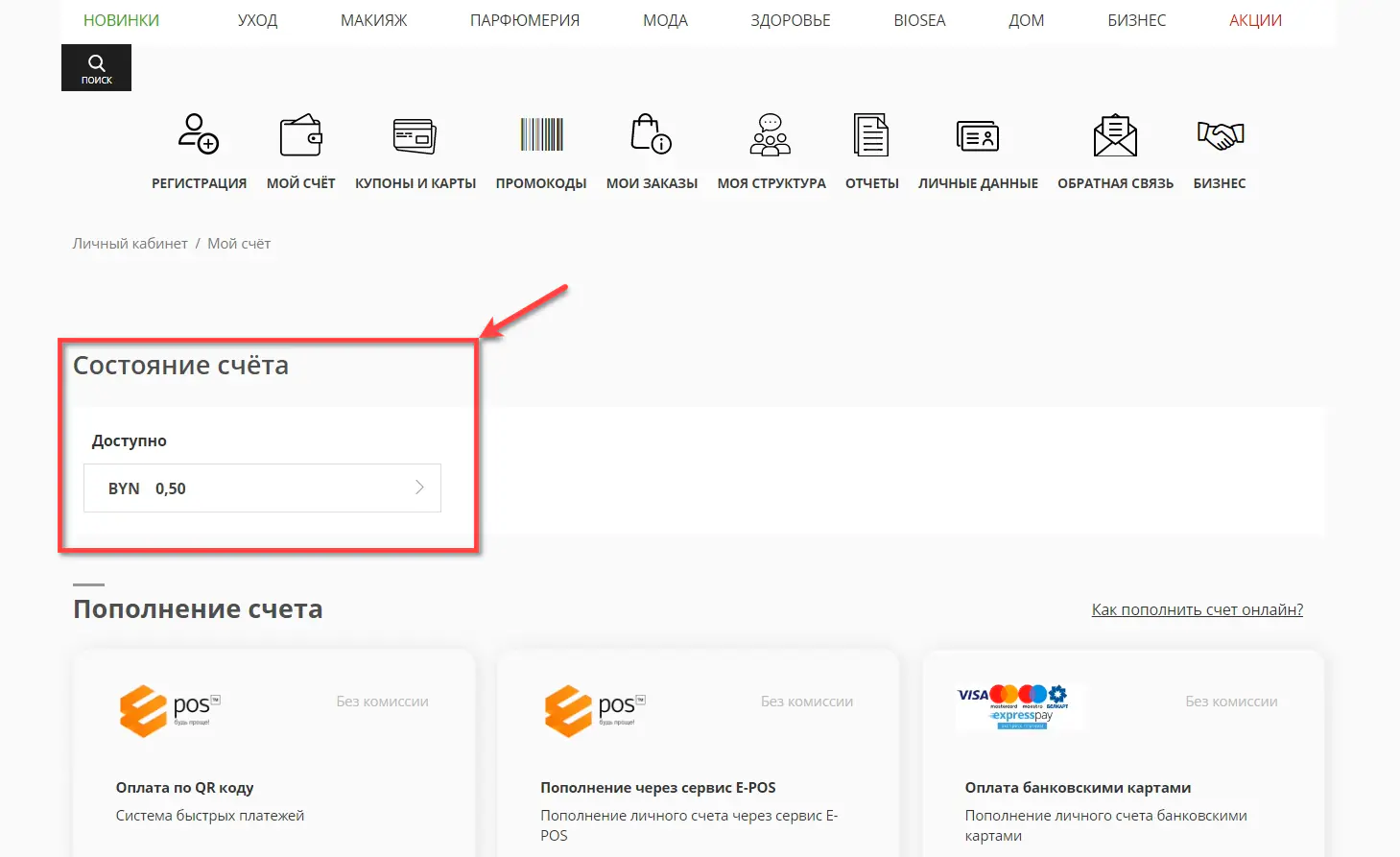 Состояние счета